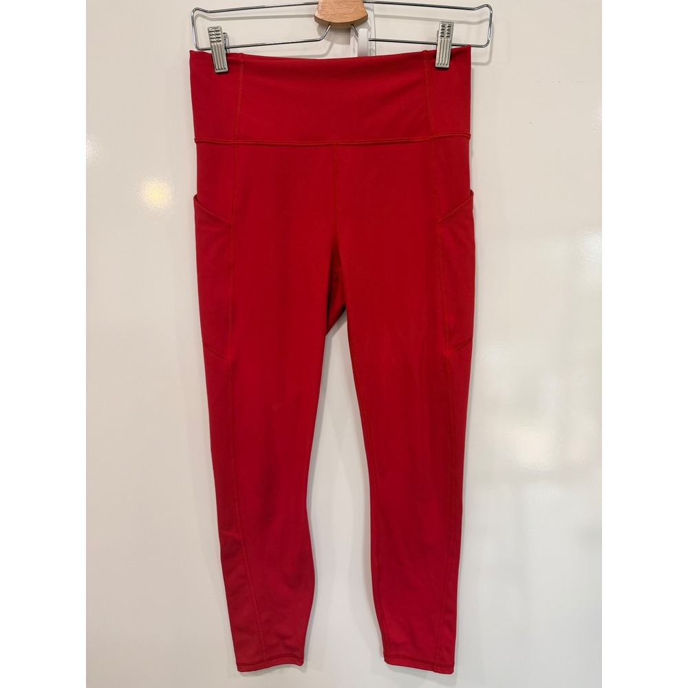 Fabletics PureLuxe High Waisted Red Pocket Leggings 7/8 Length Yoga Pants